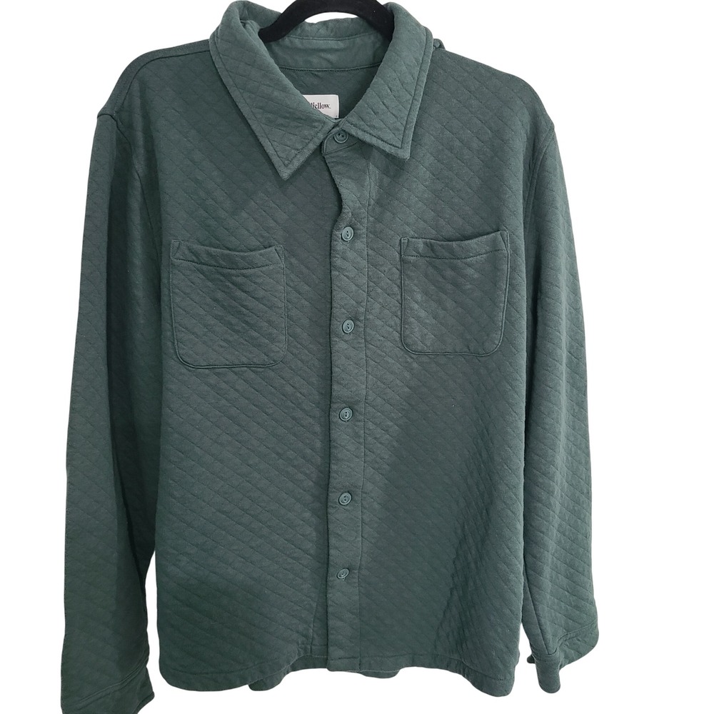 Goodfellow & Co Mens XL Forest Green Quilted Long Sleeve Button Up Shirt